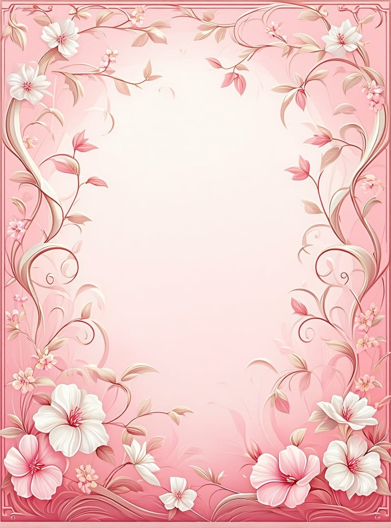 Soft Pink Floral Whimsical Pattern Rug
