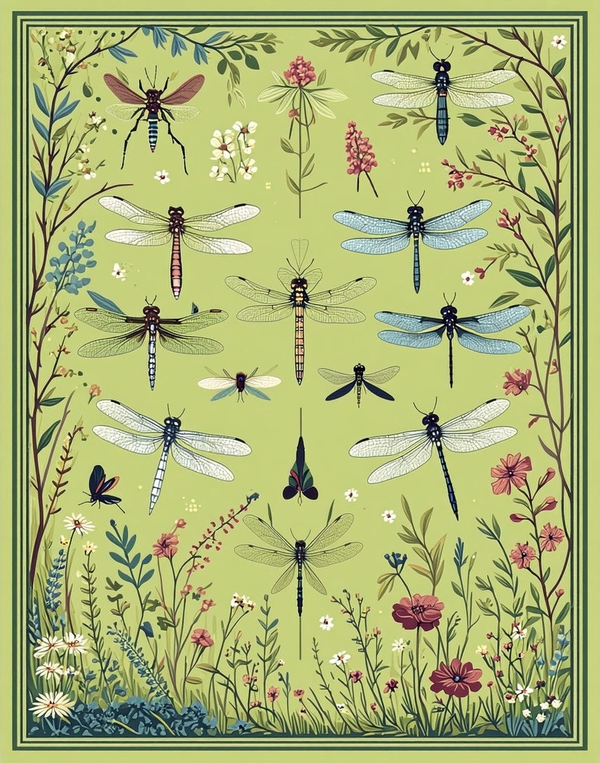 Dragonfly Garden Whimsical Nature Rug