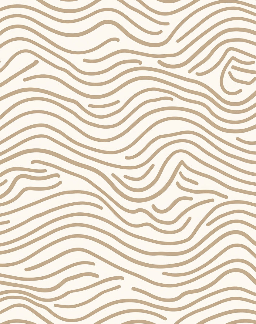 Cream Brown Wavy Lined Abstract Rug
