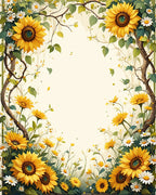 Whimsical Sunflower Daisy Meadow Design Rug