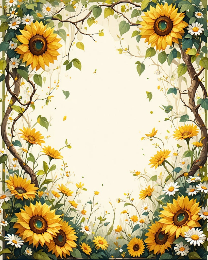 Whimsical Sunflower Daisy Meadow Design Rug
