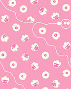 Playful Pink Floral Faces Pattern Rug