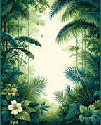 Lush Tropical Jungle Floral Design Rug
