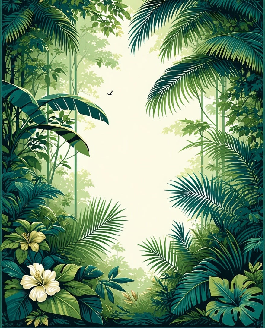 Lush Tropical Jungle Floral Design Rug