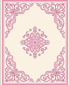 Ornate Pink Floral Scroll Rug