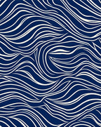 Flowing Lines Deep Blue Cream Rug