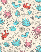 Whimsical Sea Creatures Coral Pattern Rug