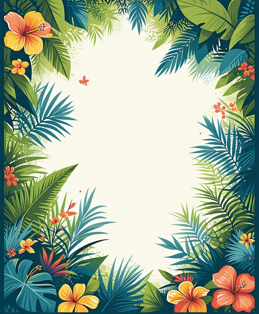 Lush Tropical Floral Leafy Pattern Rug