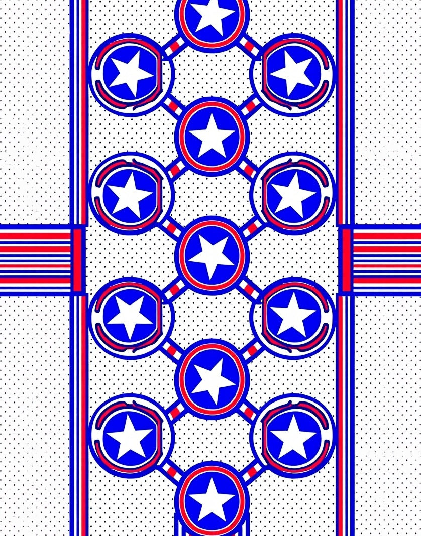 Red White Blue Star Chain Rug