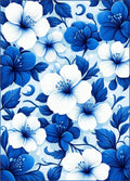 Blue White Floral Pattern Rug