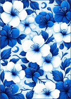 Blue White Floral Pattern Rug