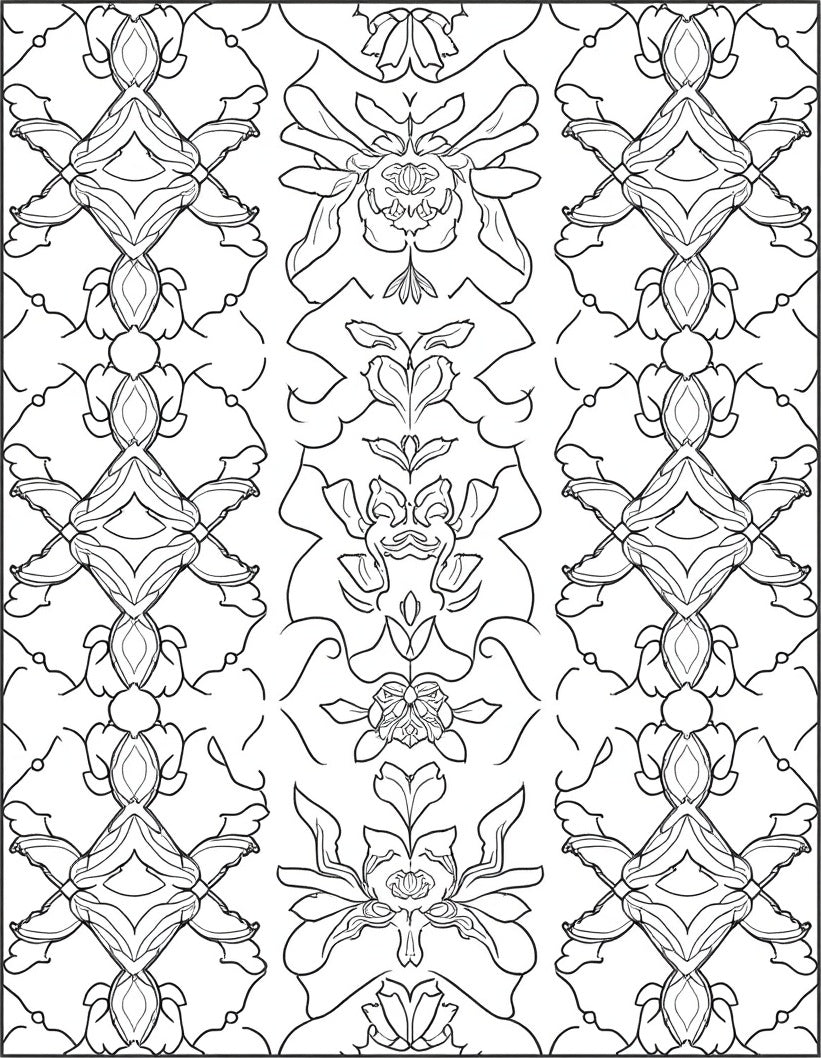 Ornate Floral Symmetrical Pattern Design Rug