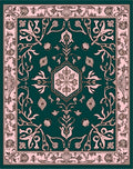 Emerald And Pink Floral Art Nouveau Rug