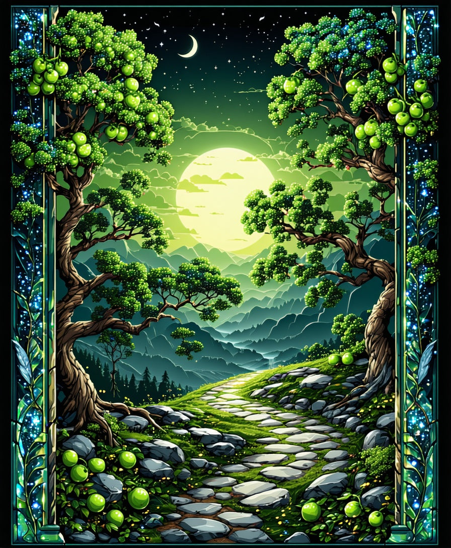 Enchanting Emerald Orchard Path Rug