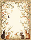 Floral Branches Curious Cats Rug