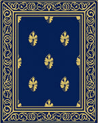 Navy Blue Gold Leaf Borderrug Rug