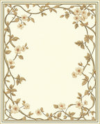 Delicate Floral Vine Border Design Rug