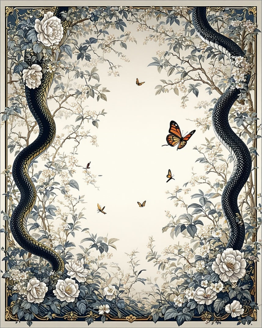 Enchanted Forest Serpent Floral Rug