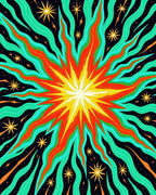 Radiant Starburst Sunburst Waves Rug