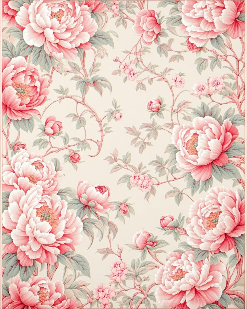 Pink Peony Blossom Botanical Garden Rug