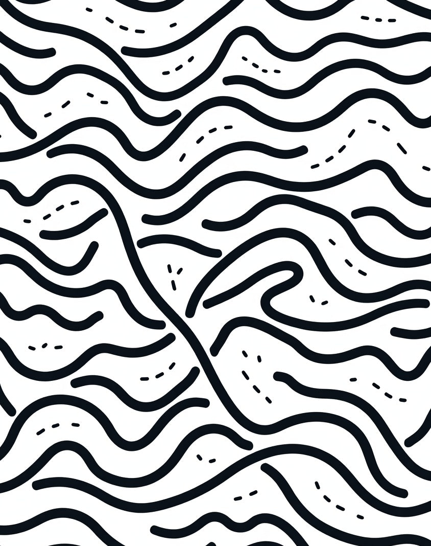 Abstract Wavy Black Dots Surface Rug
