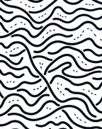 Abstract Wavy Black Dots Surface Rug