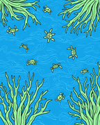 Sea Turtle Pattern With Kelp Design Rug
