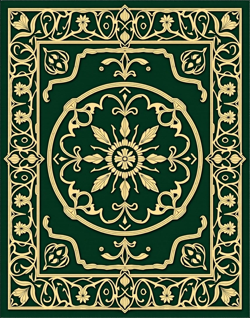 Emerald Gold Floral Archway Medallion Rug