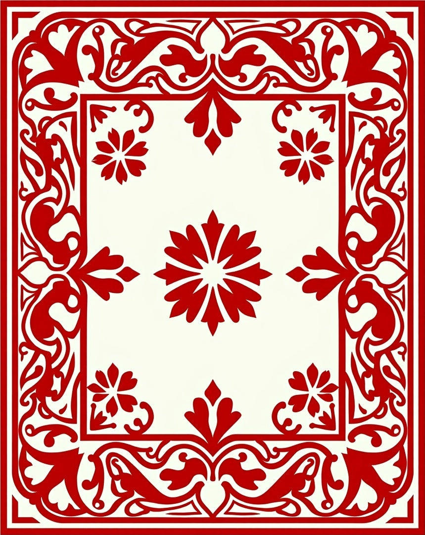 Crimson Ivory Ornate Floral Rug