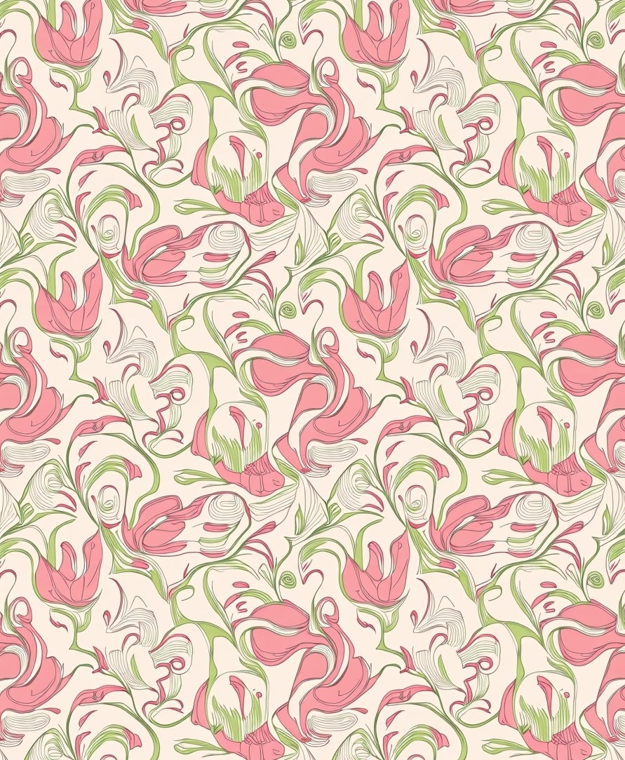 Art Nouveau Floral Swirls Pattern Rug