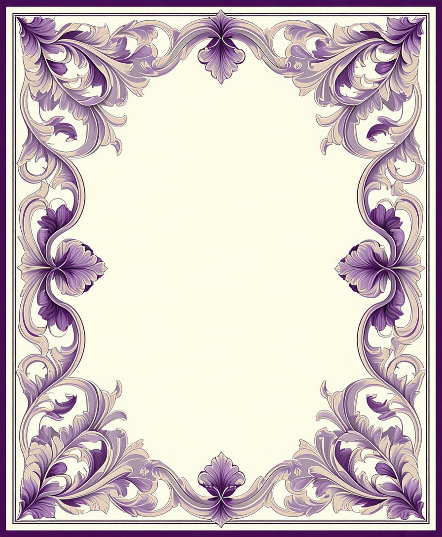 Regal Purple Acanthus Leaf Border Rug