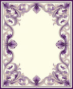 Regal Purple Acanthus Leaf Border Rug