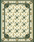 Green Gold Floral Vine Pattern Rug