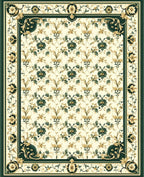 Green Gold Floral Vine Pattern Rug