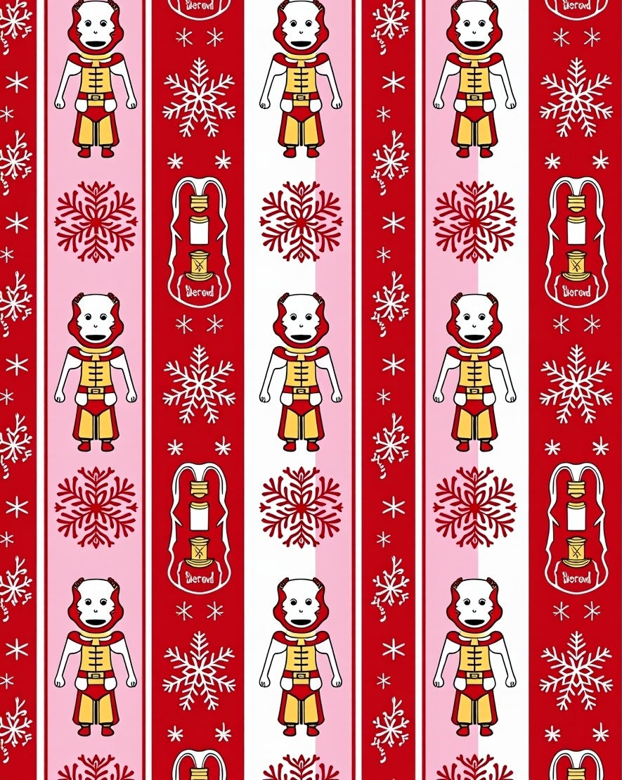 Red White Soldier Snowflake Stripe Rug