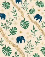 Deep Blue Elephant Nature Leaf Pattern Rug
