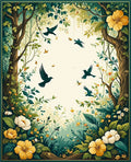 Enchanted Forest Birds Flowers Rug