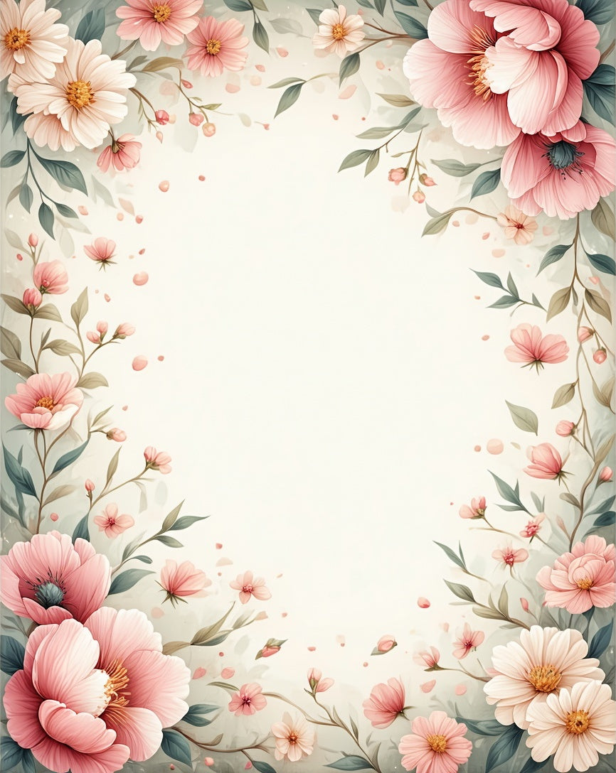 Soft Pink Floral Garden Design Rug