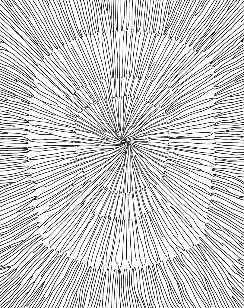 Radial Burst Abstract Line Art Rug