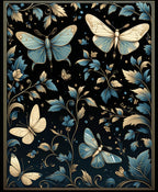 Ornate Butterfly Floral Dark Pattern Rug
