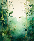 Elegant Green Foliage Pattern Rug