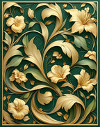 Elegant Golden Floral Swirls Rug