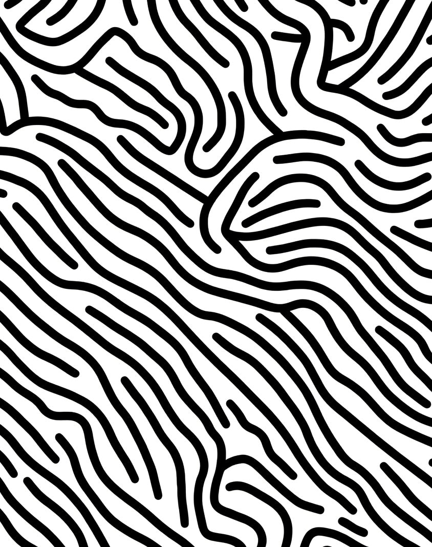 Bold Wavy Black White Abstract Rug