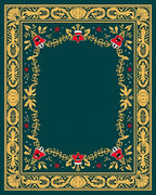 Victorian Gold Red Bell Garland Border Rug