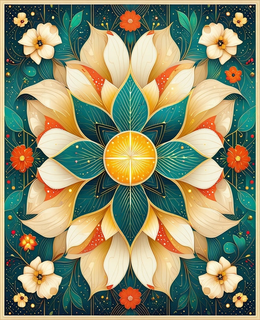Radiant Floral Mandala Jewel Tone Rug