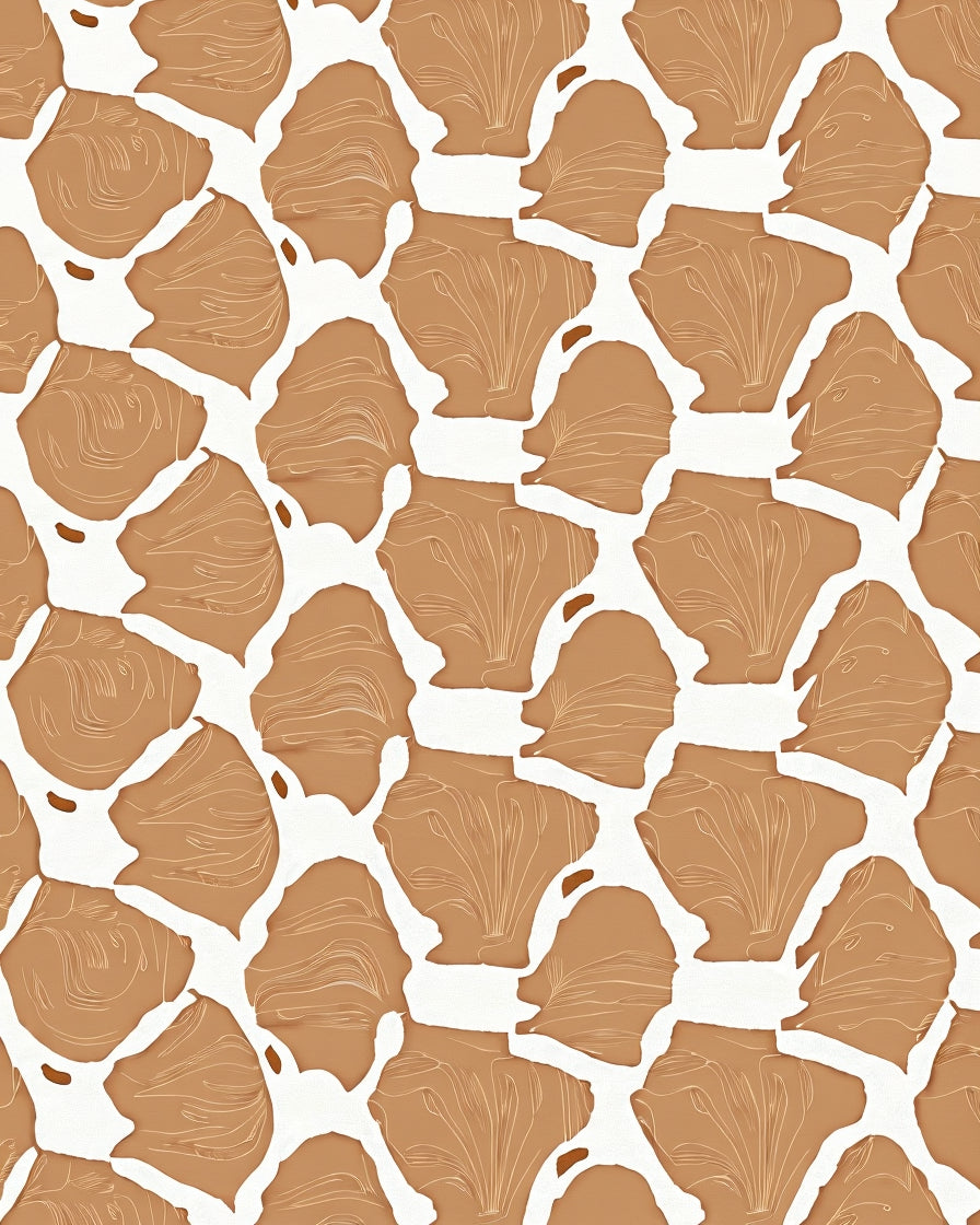 Terracotta Wavy Leaf Pattern Rug