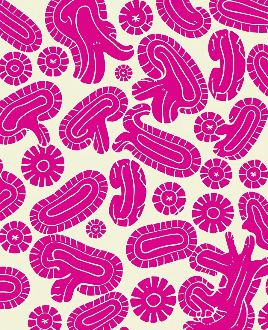 Whimsical Organic Pink Pattern Rug