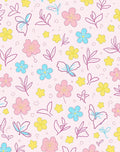 Pastel Flowers and Butterflies Repeating Pattern Rug