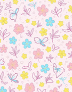Pastel Flowers and Butterflies Repeating Pattern Rug