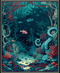 Deep Sea Coral and Octopus Scene Rug